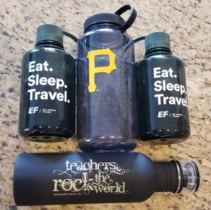 Lot of 4 Water Bottles Teachers Rock The World, Pittsburgh Pirates, EF Tours NEW